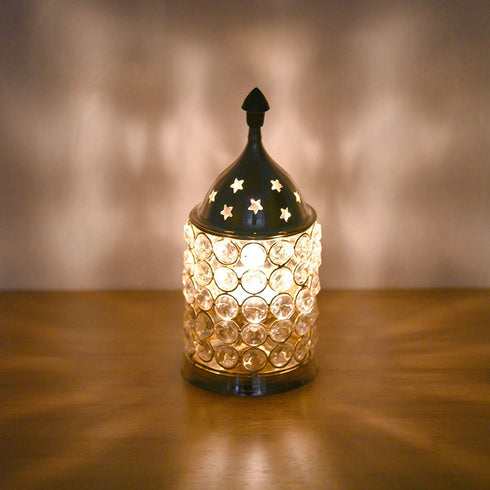 Brass Akhand Diya -Diamond Crystal Deepak - Oil Lamp